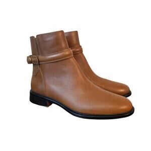 Franco Sarto Women’s 10 Leather Ankle Boots Tan Buckle Strap Zip NWOT Classic